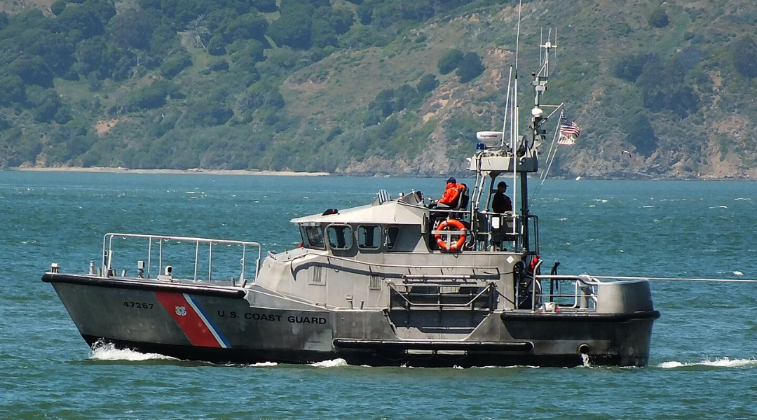 A Coast Guard crew rescued a man in this hair-raising situation after the hurricane